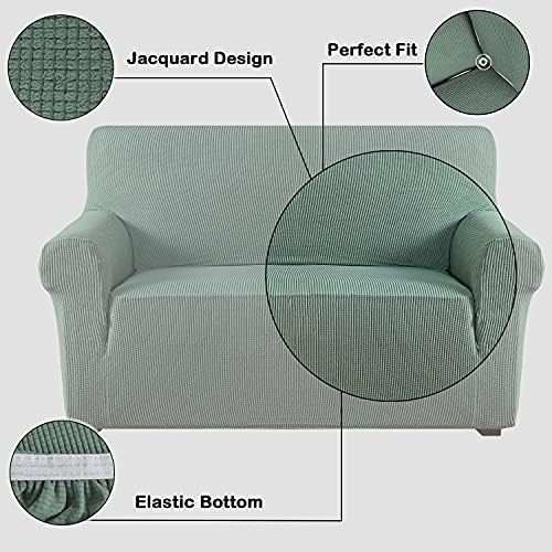 Flamingo P 1 Piece Skid Resistance Sofa Cover Jacquard Spandex Furniture Protector Couch Covers, Fitted Sofa Protector Stretch Knitted Jacquard Sofa Slipcovers, Dark Cyan, Chair
