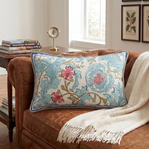 patdrea Designer Vintage Blue Lumbar Throw Pillow Cover,12"x20"