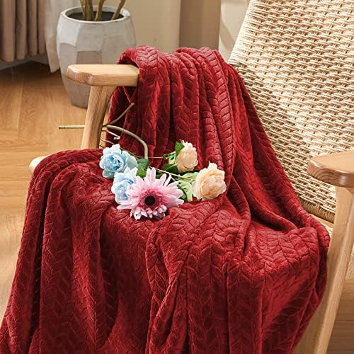 inhand Fleece Throw Blanket, Super Soft Fuzzy Blanket for Couch Sofa Bed Office, Cozy Plush Fleece Blanket Throw Size, Washable Lightweight Flannel Blankets Throw for All Season(50”x60”,Burgundy)