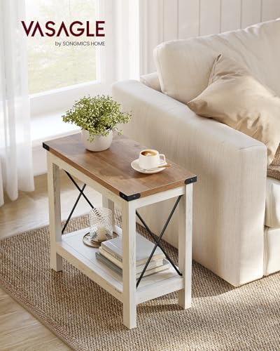 VASAGLE 2-Tier End Side Table, Small Accent Nightstand with Bottom Shelf