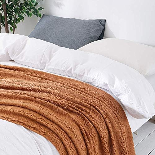 BOURINA Almond Throw Blanket 60x80 Inch Boho Knit Soft Throw Sofa Blanket