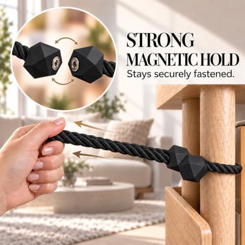 NazTur Magnetic Curtain Tiebacks, Curtain Ties, No-Drill Holdbacks (2 Pack)