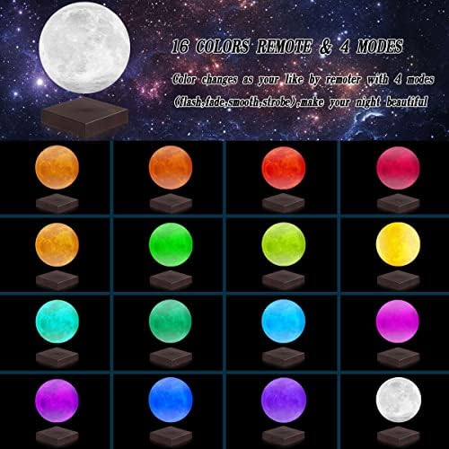 Moon Lamp 3D Printing Magnetic Levitating Moon Light Lamps for Home、Office Decor, Creative Gift-6 Inch,Has 16 Colors 20 Modes
