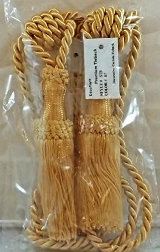 DÉCOPRO Pair of Premium Gold Decorative Chainette Tiebacks 5 inch Tassel Length 30 inch Spread (Embrace) Color: Gold - C4