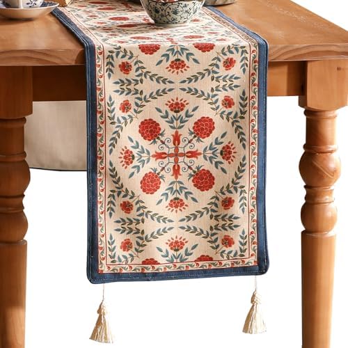 patdrea Designer French Elegant Floral Table Runner,12"X118"