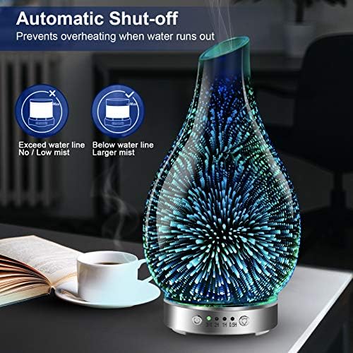 Essential Oil Diffusers 3D Glass Aromatherapy Diffuser Cool Mist Humidifier