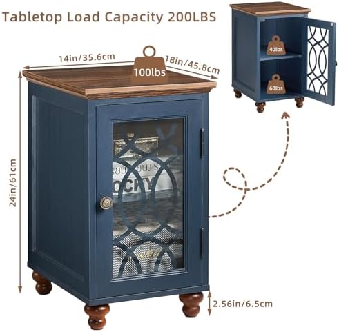 Joaxswe Narrow Side Table Set 2 with Glass Door Storage