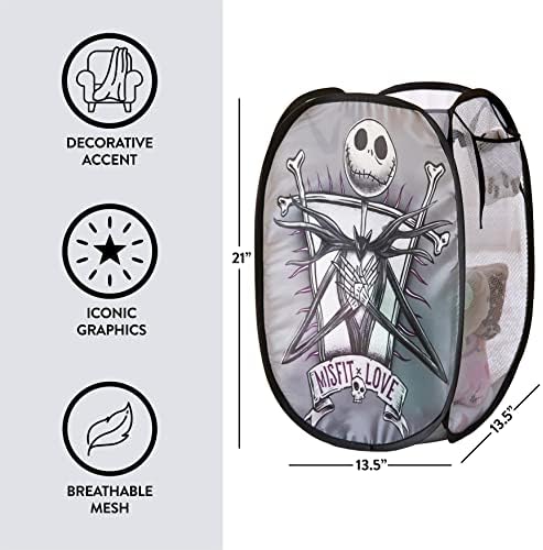Idea Nuova Disney Nightmare Before Christmas Pop Up Laundry Storage Hamper with Durable Carry Handles, 21" H x 13.5" W X 13.5" L