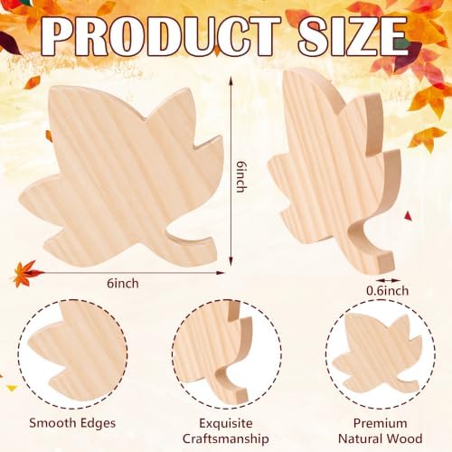 Jetec 9 Pcs 6 Inch Fall Maple Leaves Unfinished Wooden Signs Thanksgiving