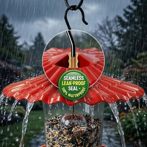 11.5'' Bird Feeder Rain Guard - Bright Dome Shield Umbrella Cover, Squirrel Proof Baffle for Outside Pole & Hanging Standard Wild Bird Feeders, Weatherproof Shatterproof Canopy.(1 Pack，RED