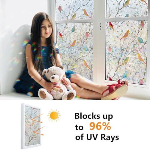 Ranzdn Window Privacy Film, Stained Glass Static Cling, 29.5" x 78.7"