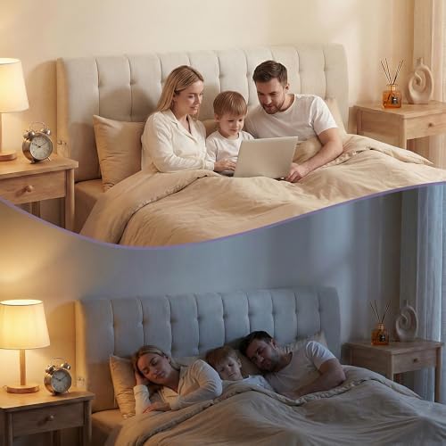 Seang King Size Upholstered Headboard, 24" Height Soft, Breathable Linen Fabric Wall Mounted Headboards for Bedroom & Dorm, No Assembly Required Peel & Stick Bed Backboard, No Nails, Beige