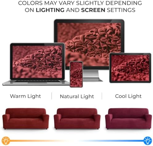 PAULATO Premium Stretch Couch Covers for Sofa - Sofa Chair Cover Washable, Dogs & Pets Friendly - Elastic Polyester Loveseat Slipcovers - Non-Slip Love Seat Couch Covers - Burgundy (64"-85" Wide)