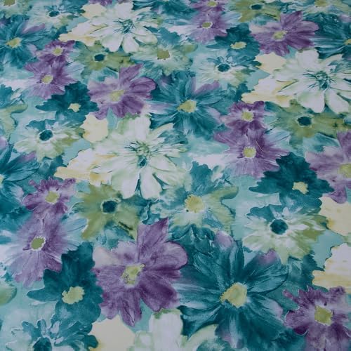 Bedding Fitted Sheet with Deep Pocket,Oil Painting Style Printed Fabric Bed Sheets (Green Floral,King)