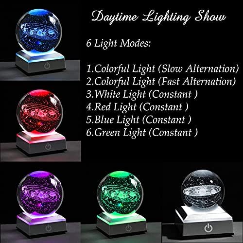 3D Solar System Model Crystal Ball Astronomy Gifts Men Space Decor