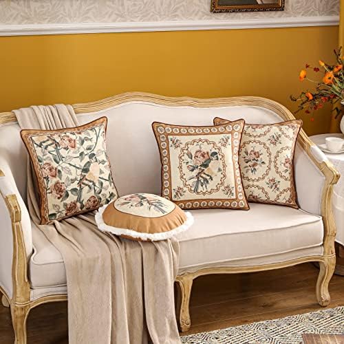patdrea Designer French Vintage Round Throw Pillow Cover,Diameter 16"