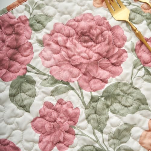 Tache Terracotta Rose Garden Reversible Quilted Throw Blanket, 50x60 Inch