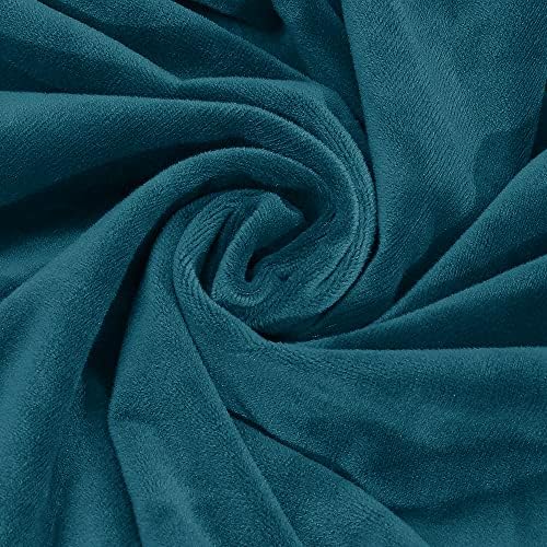 MIFXIN 2 Piece Velvet Tub Chair Covers with Cushion Cover Stretch Removable Tub Chair Slipcovers Armchair Sofa Couch Furniture Protector for Living Room Club Bar Counter (Peacock Blue)