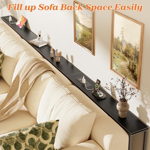SUPERJARE 118.1 Inch Sofa Table with 2 Power Outlets and USB-C Port