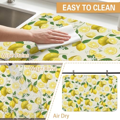 Kitchen Countertop Dish Drying Mat,Super Absorbent Coffee Bar Mat for Maker Espresso Machine, Anti-Slip Accessories for Kitchen Countertops 23x15 Inch