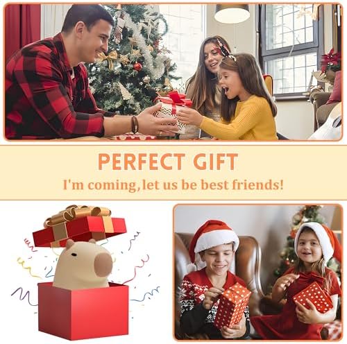 Capybara Night Light, Capybara Gifts for Kid Boy Girl, Animal Squishy Silicone Nursery Lamp with Timer Dimmable, Rechargeable Bedroom Bedside Decor Birthday Back to School Present for Friend