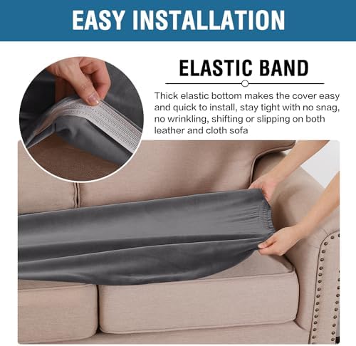 H.VERSAILTEX Velvet Stretch Individual Couch Cushion Cover Plush Cushion Slipcover for Loveseat Sofa Cushion Furniture Protector Seat Cushion Sofa Cover (1 Piece Sofa Cushion Cover, Grey)