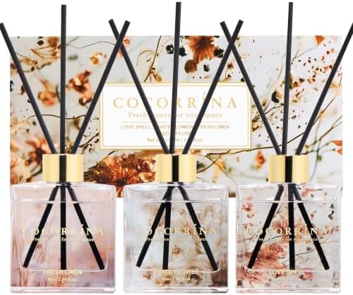 COCORRÍNA Reed Diffuser Set of 3 - Love Spell/White Flower/Fresh Linen
