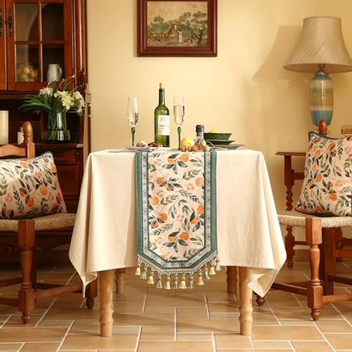 patdrea Designer French Vintage Short Orange Table Runner,12"X71"