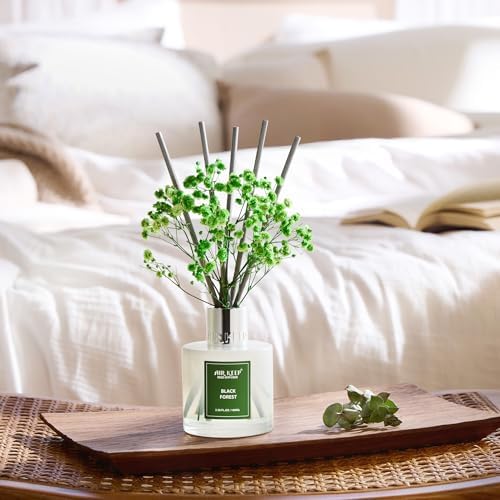 Airkeep Reed Diffuser Set,3.38 fl oz (100 ml) - Black Forest Oil Diffusers with 8 Reed Sticks, Home Fragrance Reed Diffuser for Bathroom Shelf Decor