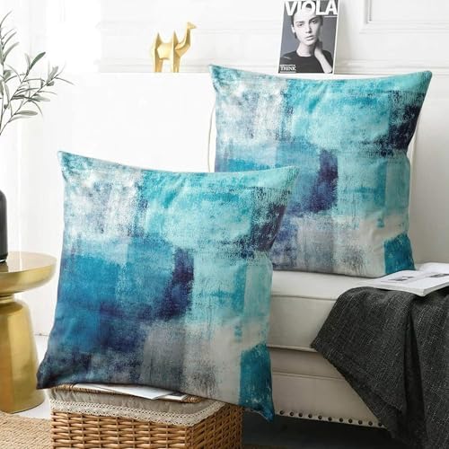 Throw Pillow Covers for Couch, 18x18 Inch, Set of 2, Turquoise