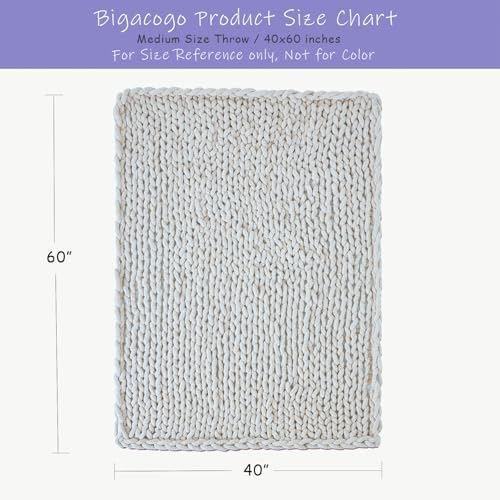 Bigacogo Chunky Knit Throw Blanket for Couch, 40x60 inches, Bright Blue