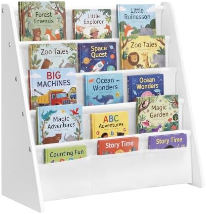 SONGMICS Kids Bookshelf, 4-Tier Toddler Bookcase, 24.6 x 9.8 x 23.6 Inch