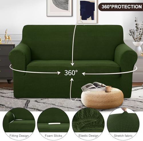U-NICE HOME Loveseat Cover Stretch Couch Cover Sofa Slipcover, Bronze Green