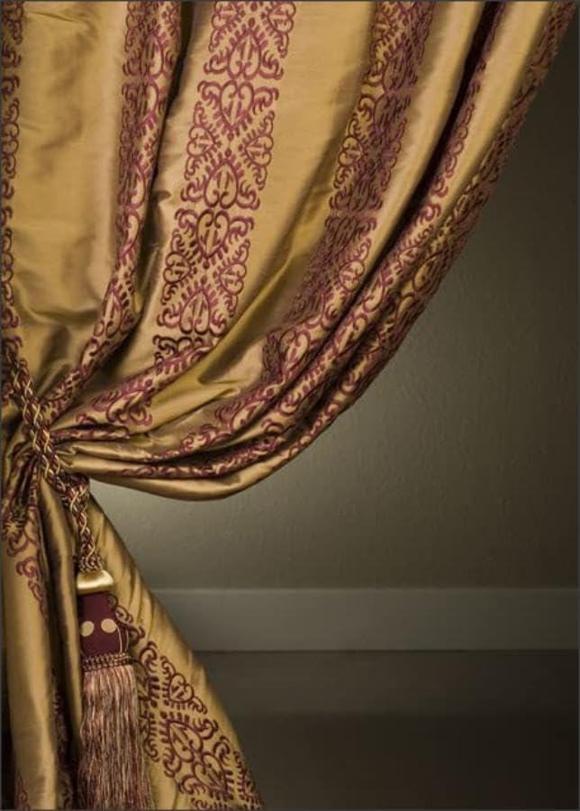 DÉCOPRO Exquisite Hand Crafted Curtain & Drapery Tassel Tieback Tassel Length 12" 32" Spread (Style# TBBL1) Autumn Leaves Red #5716 (Burgundy Red Apple Green Light Gold) Sold Individually
