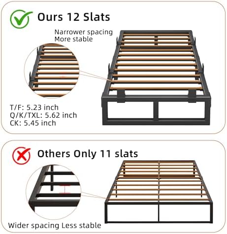 12 Inch Metal Twin Bed Frames with Stable Steel Support, Noise-Free