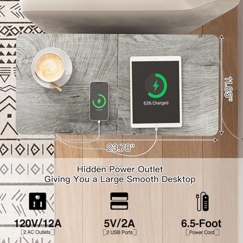 LIDYUK End Table with Charging Station, Narrow Side Table with Drawer