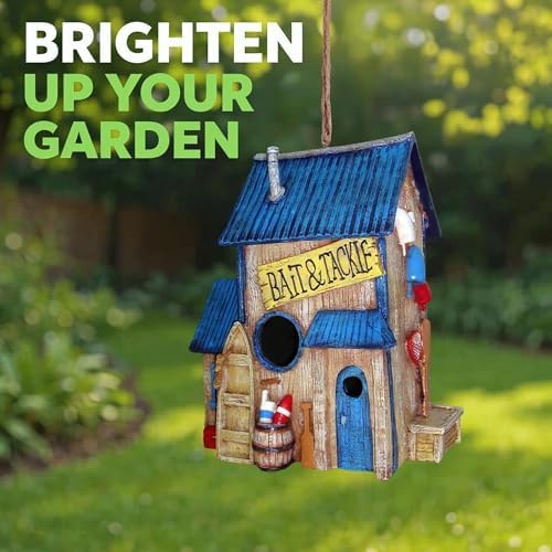 Spoontiques 10187 Bait Shop Birdhouse, Blue