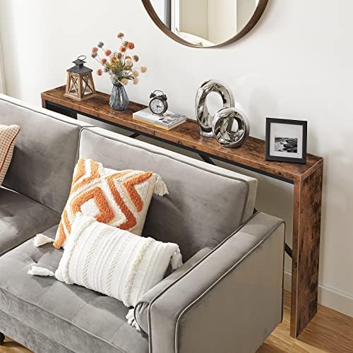 MAHANCRIS Console Table, 62.2" Long Sofa Table Behind Couch, Rustic Brown