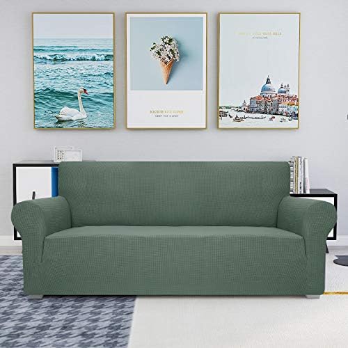JIVINER High Stretch Couch Covers for 3 Cushion Couch 1-Piece Extra Large Sofa Covers with Elastic Bottom Anti Slip Elastic Sofa Slipcover Furniture Protector for Pets (XL Sofa, Pea Green)