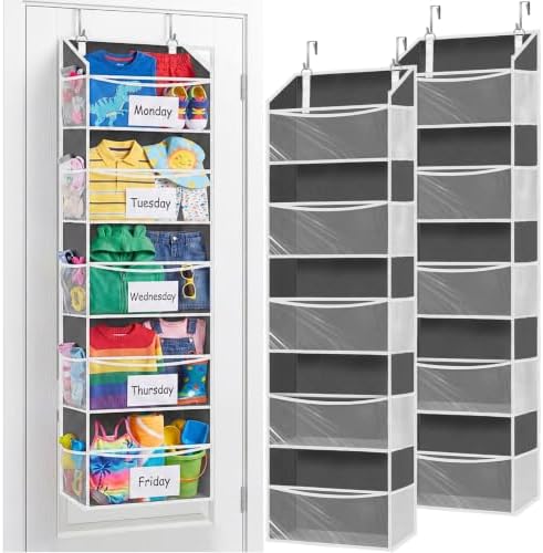 2P 5Tiers Over Door Organizer,Weekly Clothes Organizer for Kids
