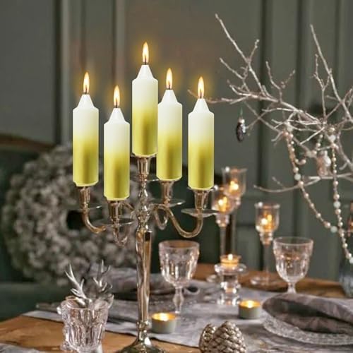 NJAO HOO Gold Christmas Candles 5 Inch Short Taper Candle Metallic Candlesticks Unscented Candle Set for Home Decor Christmas Party Dinner Candles, 4 Pack