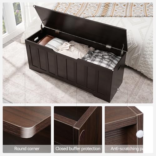 VANKILEY 47.2" Storage Chest Extra Large,Wooden Storage Trunk(Espresso)