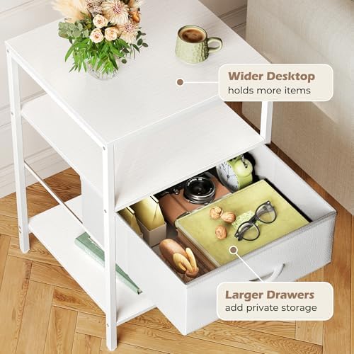 SUPERJARE Nightstand with Charging Station, USB-C Port, Bedside Table