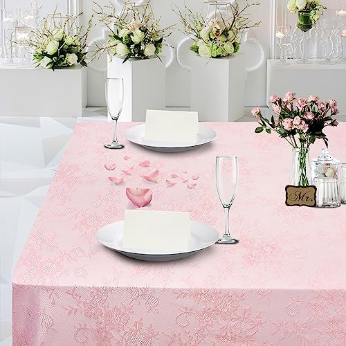 Pink Lace Tablecloth Table Fabric 6pcs 60x120 Inch for Vintage Boho Wedding
