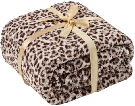 Leopard Cheetah Print Blanket – Grey Soft Plush Fleece Throw for Bed, Sofa & Travel – All Season Cozy Cheetah Pattern Home Decor Throw Blanket, 50″ x 60″