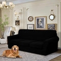 4 Pieces Stretch Couch Cover for Oversized Sofa, Black