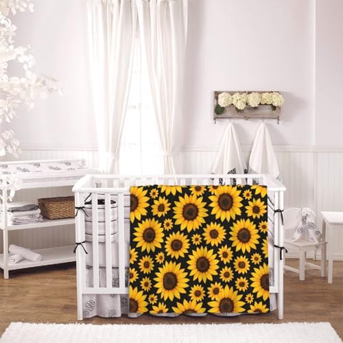Sunflowers Floral Fleece Throw Blanket Ultra Soft Cozy Decorative Flannel Blanket for Home Bed Couch Chair Travel 50x40in