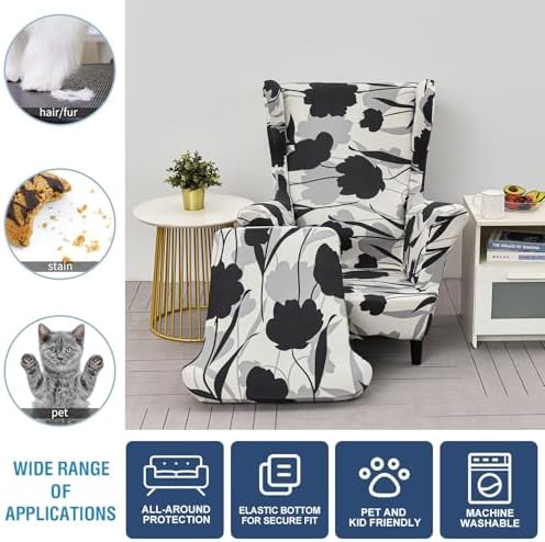 NILUOH Wingback Chair Covers 2-Piece, Armchair Slipcovers for Living Room