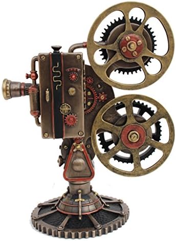 Veronese Design Steampunk Projector Statue with LED Light - Cold Cast Bronze Resin Sculpture - Antique Bronze Finish Home Decor - 9 Inch Decorative Figurine - Vintage Style