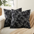 100% Cotton French Pastoral Throw Pillow Covers Set of 2, 24x24 Inch Background/Black Farmhouse Decorative Cushion Covers for Sofa Bed Living Room Home Decor